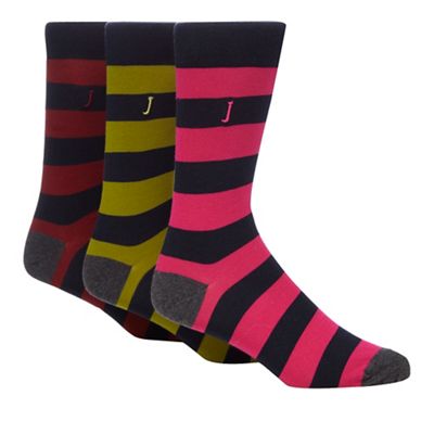 J by Jasper Conran Pack of three navy rugby striped socks